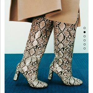 Zara Embossed knee high boots